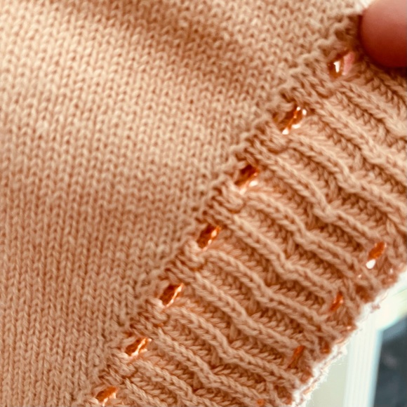 Joie Women's Cotton Peach Pink V-Neck Short Bat Sleeves Knit Sweater Size US XL - Picture 12 of 16